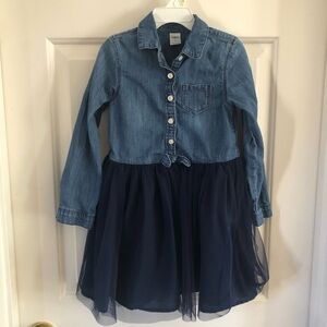 OshKosh B'gosh Toddler Girls' Denim Shirt Dress Tulle Navy Blue 5T